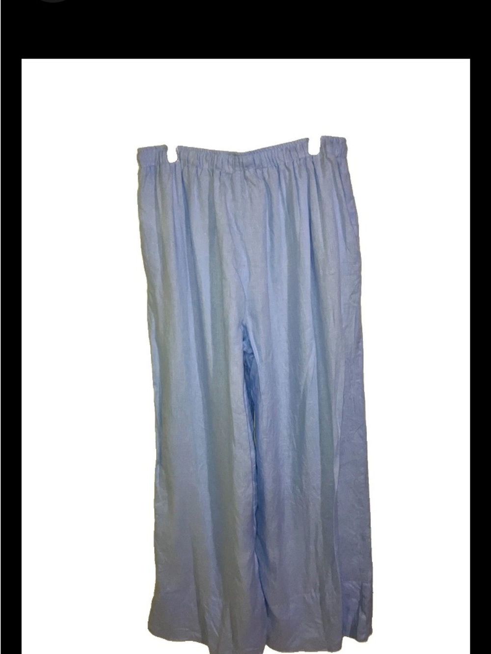 Mint Velvet Wide Leg Linen Trousers Pants L Long Tall Blue Minimal Elastic Waist - Picture 7 of 9